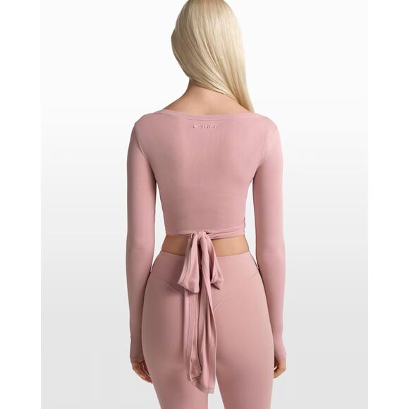 NikeSKIMS Stretch Knit Long-Sleeve Wrap Top | (M) | Himalayan Pink | NWT | - Picture 3 of 8